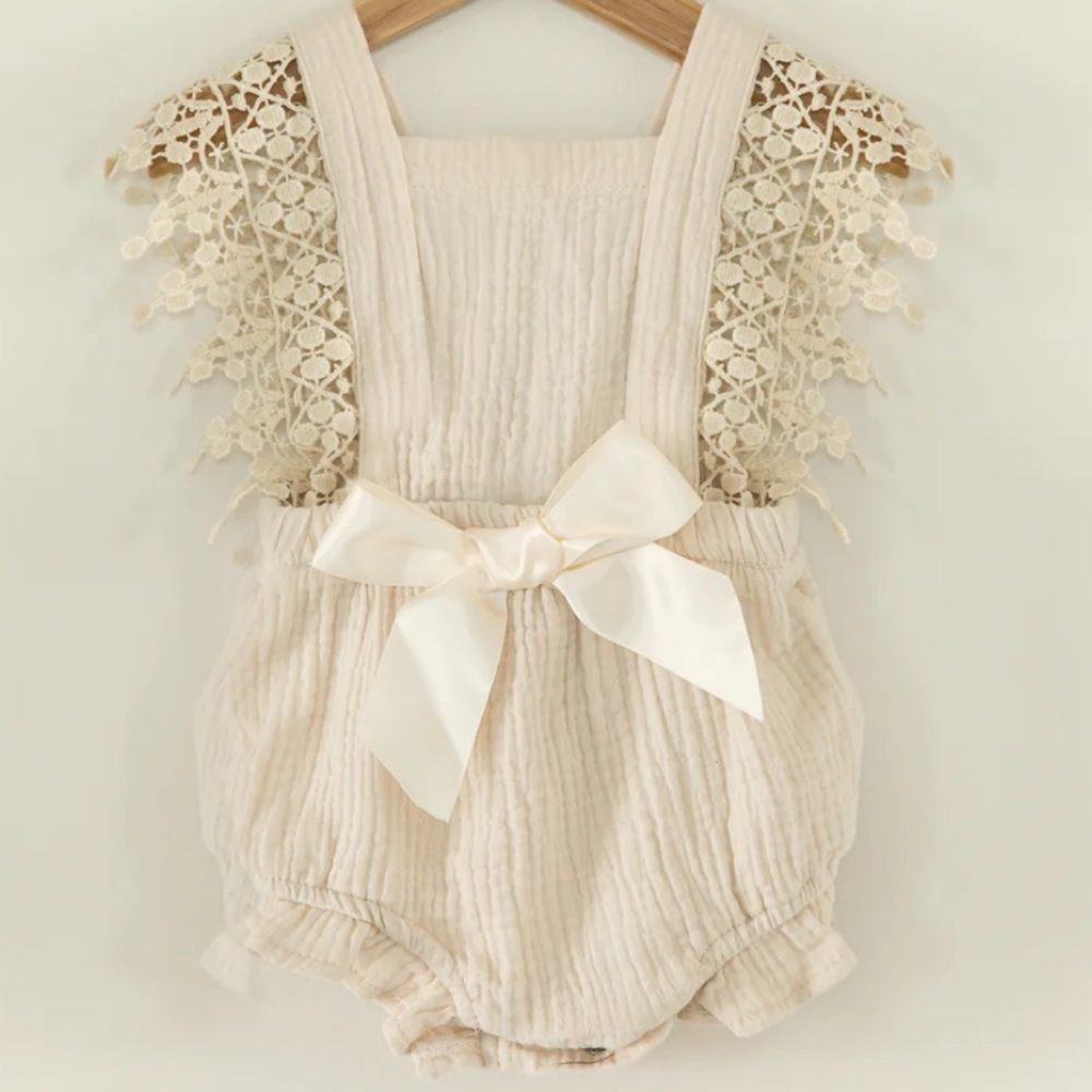 Jami Romper in Cream 12 Months (20 lbs-27 lbs) Reverie Threads
